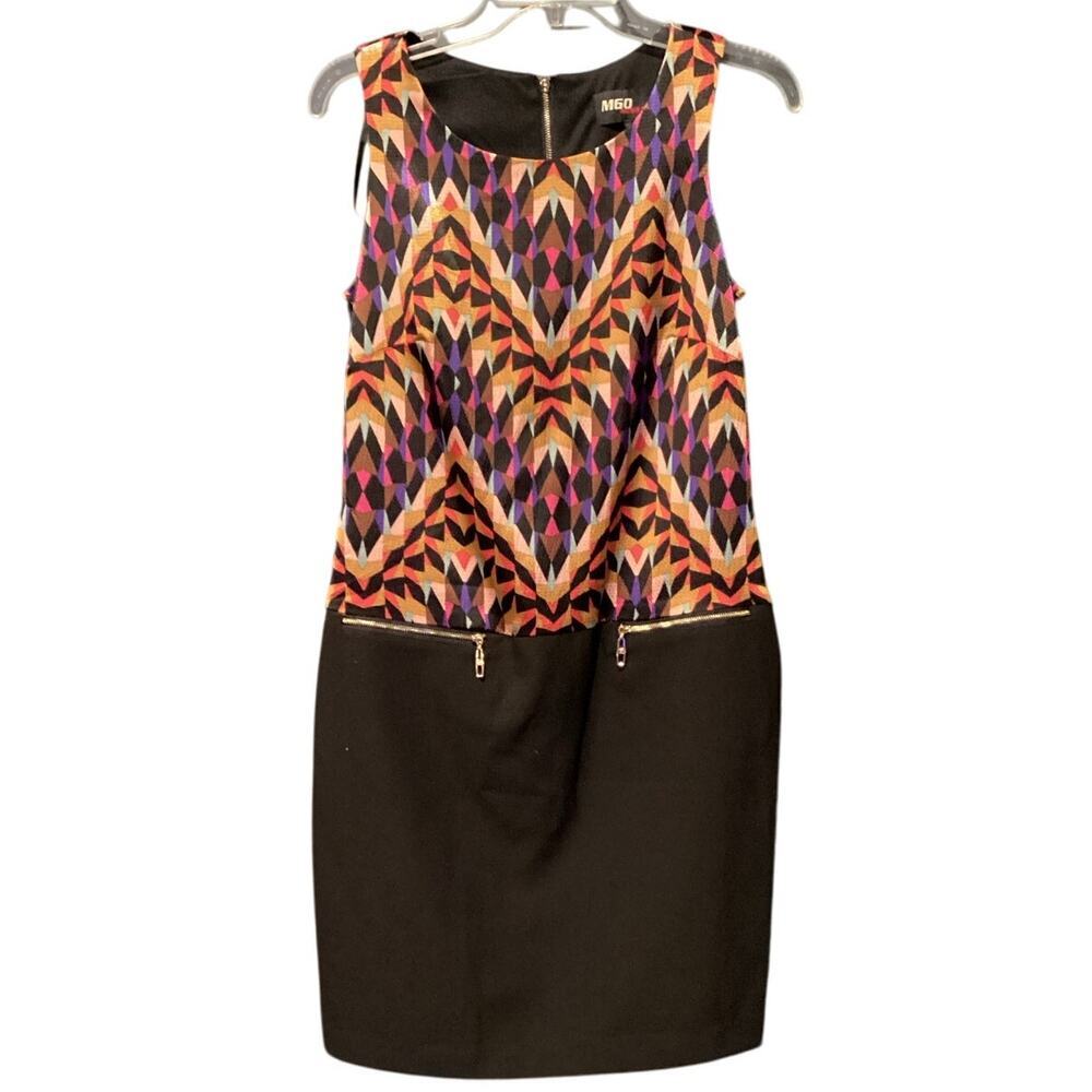 Vintage retro Miss Sixty Geometric Sleeveless Mini Dress Zip pocket detail y2k 0
